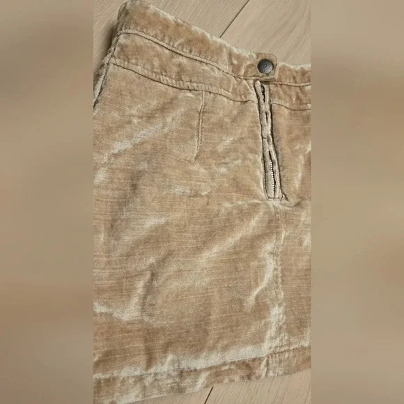 Free People Dust to Dust Crushed Velvet Fall Mini Skirt Creamy Tan - Picture 4 of 8